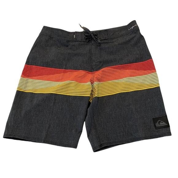 Quick silver high line swim trunks yellow stripe size 32. Tie front with fly. - Picture 1 of 9